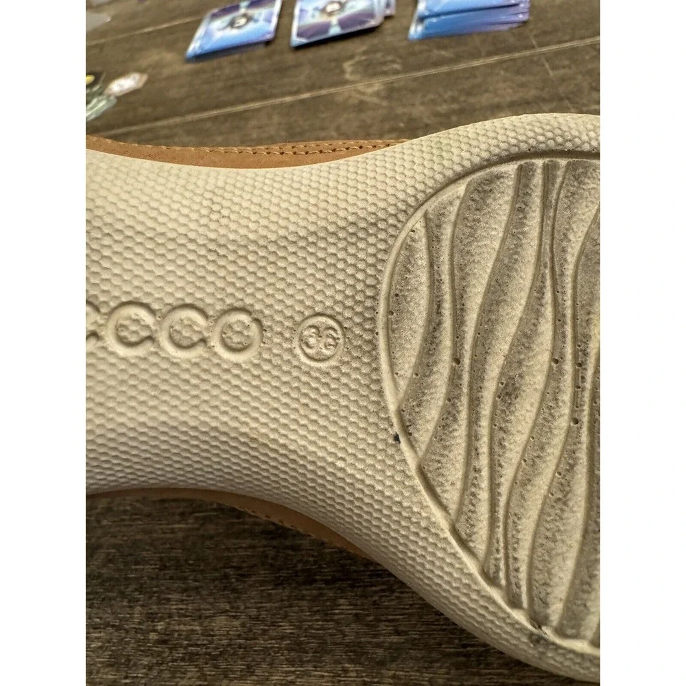 Ecco‎ Flash Sandals Women 7M Shoes Brown Purple Leather T-Strap Slingback Thong